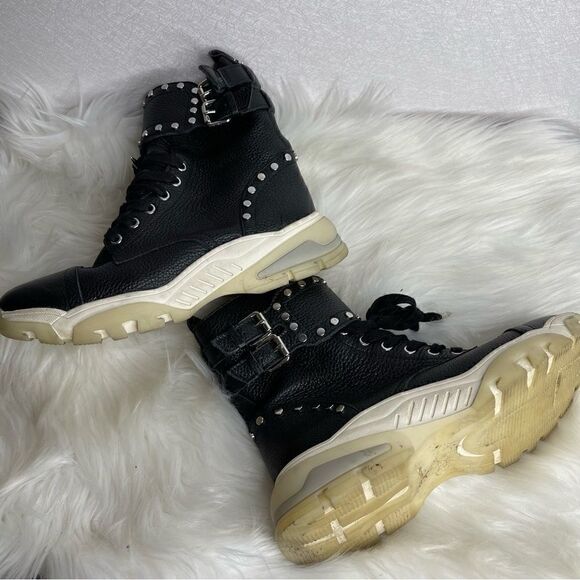 sam Edelman Pebble Leather Resnie High Top Combat Boots 7 - Picture 6 of 8